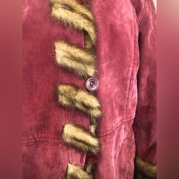 DENNIS BASSO Dusky Rose Long Line Suede Hooded Pea Coat w Pockets Sz MED NWOT - Picture 6 of 12